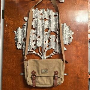Tan canvas messenger bag